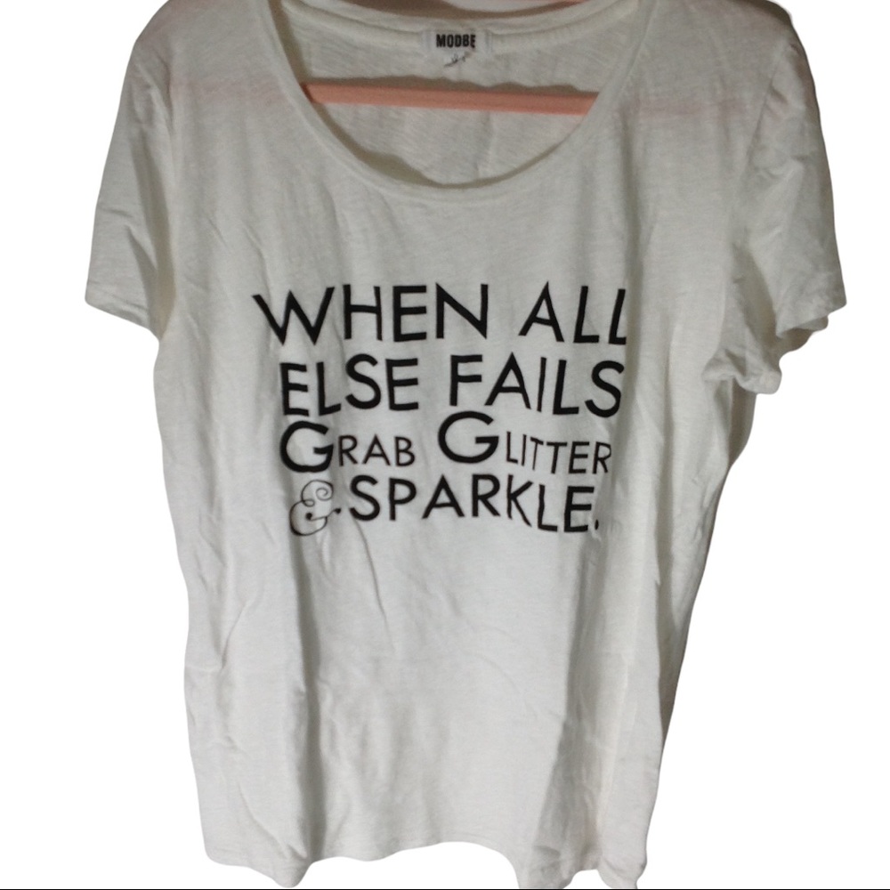 Modbe XL white t shirt scoop neck NWOT